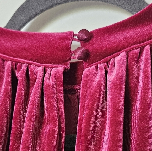 Free People Dream Team respberry color lace sleeves velvet blouse Size XS - Picture 7 of 12